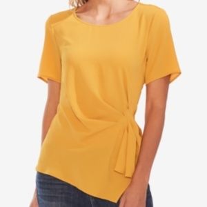 Women's Vince Camuto Side Pleat Mixed Media Blouse